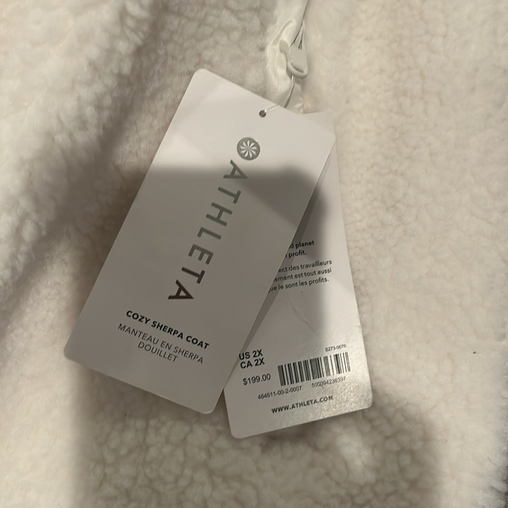 NWT-Athleta Magnolia White Cozy Sherpa Coat, 2X - Picture 4 of 4